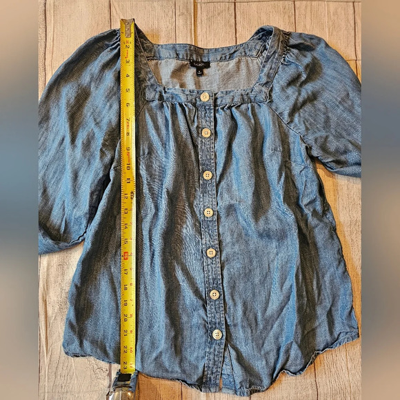 Talbots •Size Small• 100% Tencel Button Front Soft Blouse Square Neck Comfort - Picture 9 of 10